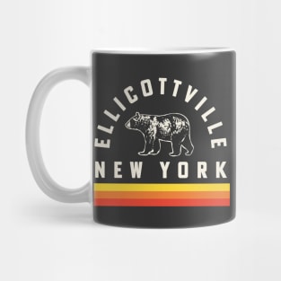 Ellicottville New York Souvenir Retro Vintage Stripes Bear Mug